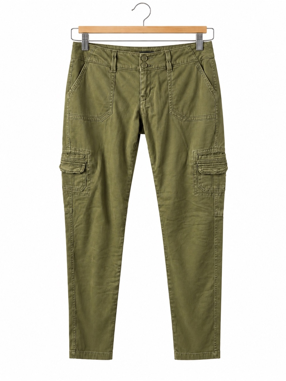 American Eagle Olive Cargo Pants Size 4 Low Rise Tapered Utility Y2K Casual